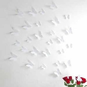 Set autocolante 3D Ambiance White Butterflies, alb, 12 buc.