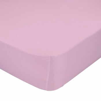 Cearceaf elastic din bumbac pur Happy Friday Basic, 90 x 200 cm, roz