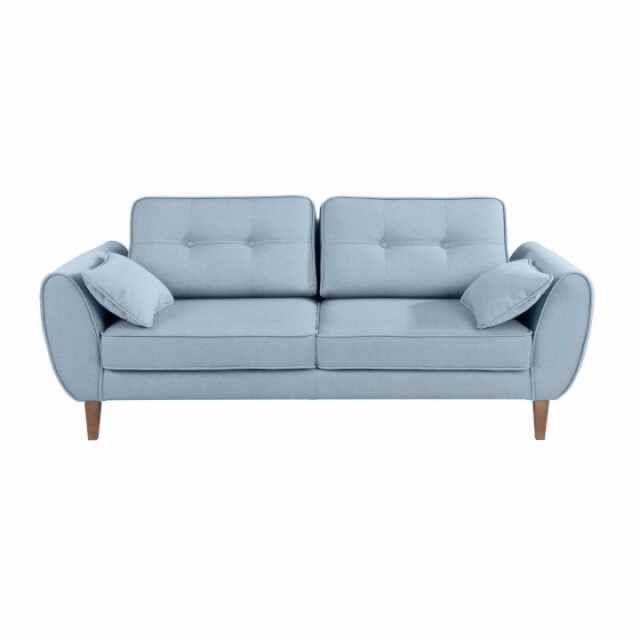 Canapea extensibila cu lada de depozitare, tapitata cu stofa, 3 locuri Candy Albastru deschis, l237xA94xH74 cm