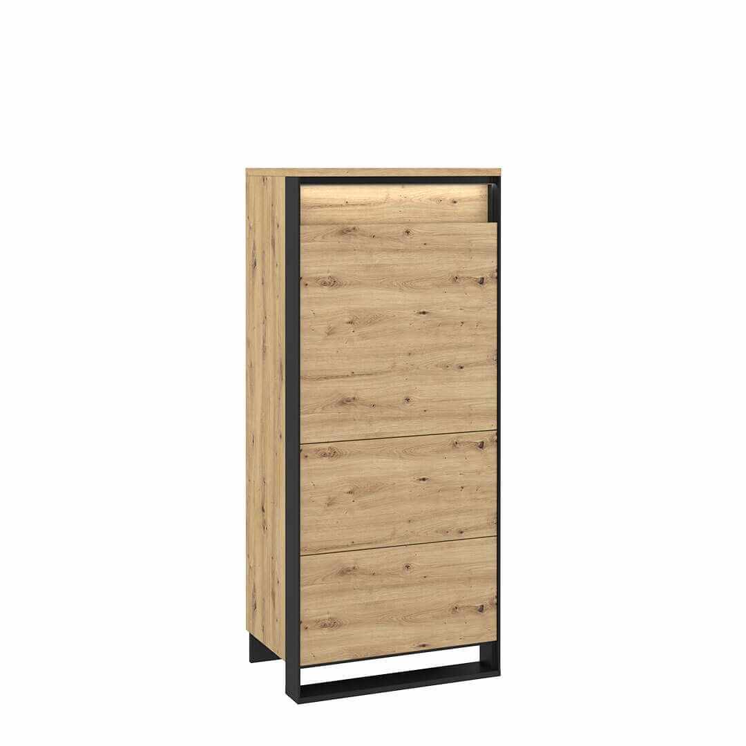 Cabinet din pal cu 1 usa Quant 07 Stejar Artisan / Negru, l60xA41xH140 cm
