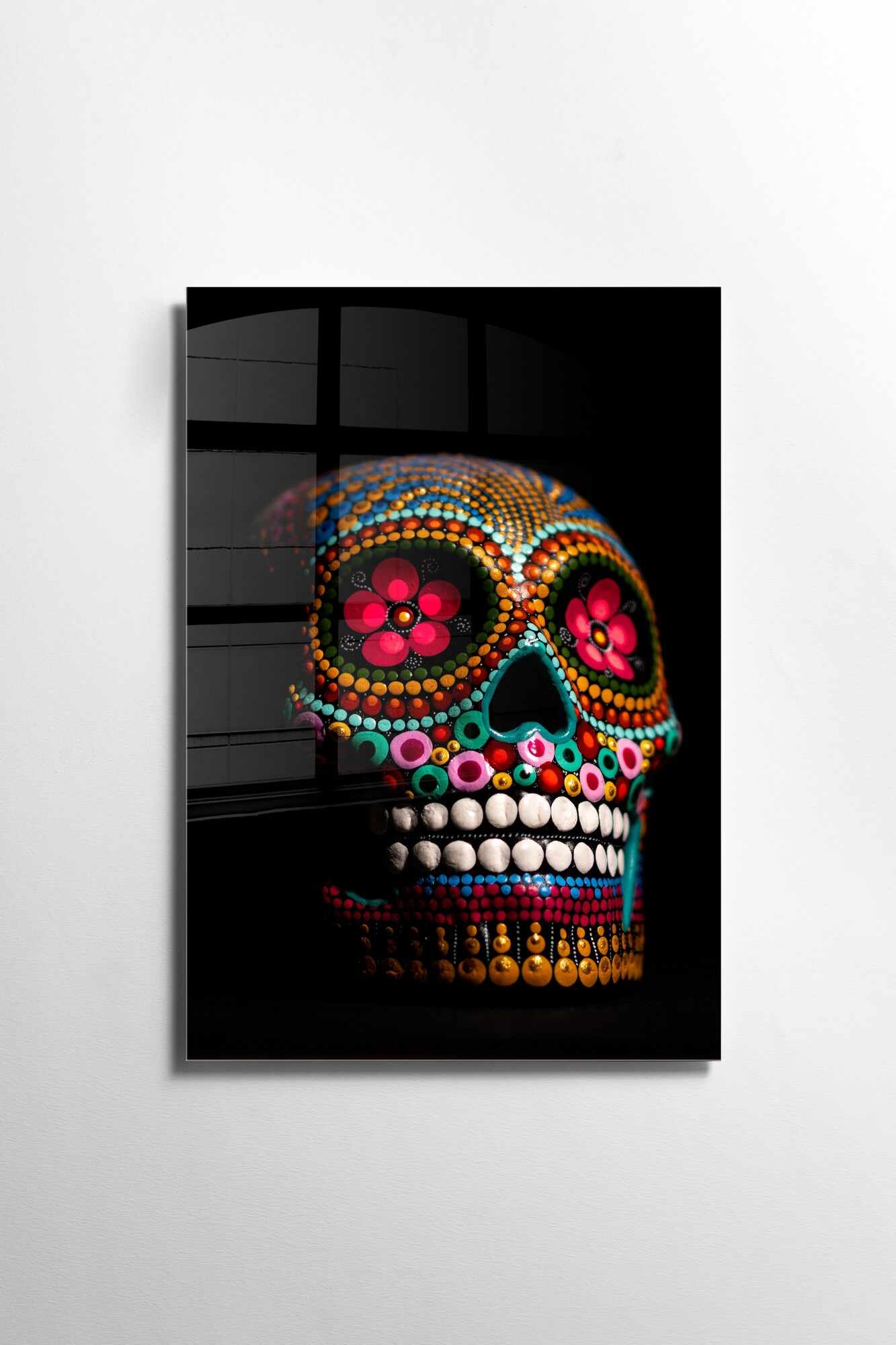 Tablou Sticla Colorful Skull 1132 Multicolor, 30 x 45 cm
