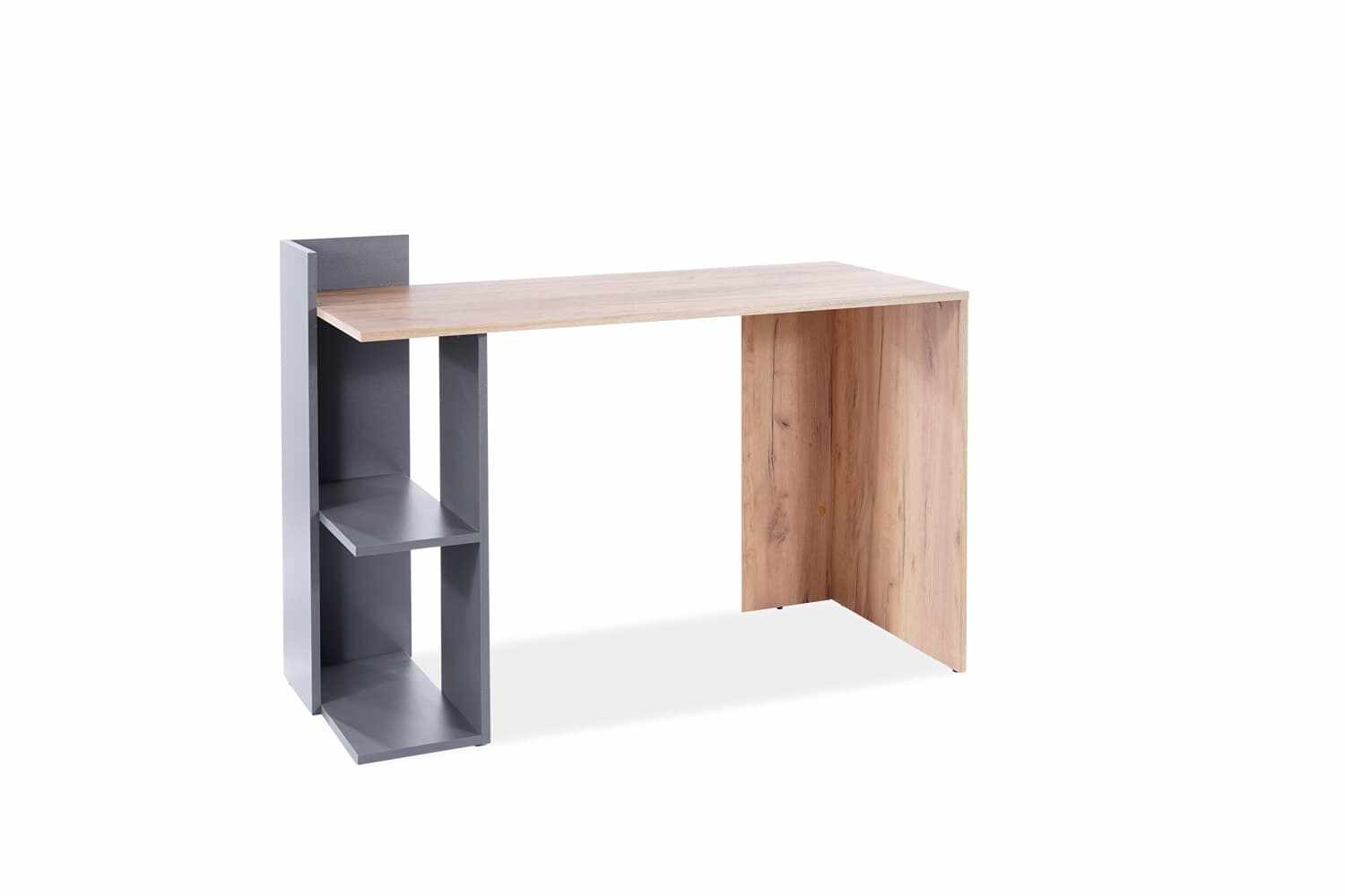 Masa de birou din pal, Benny-001 Stejar Wotan / Antracit, L122xl57xH85 cm