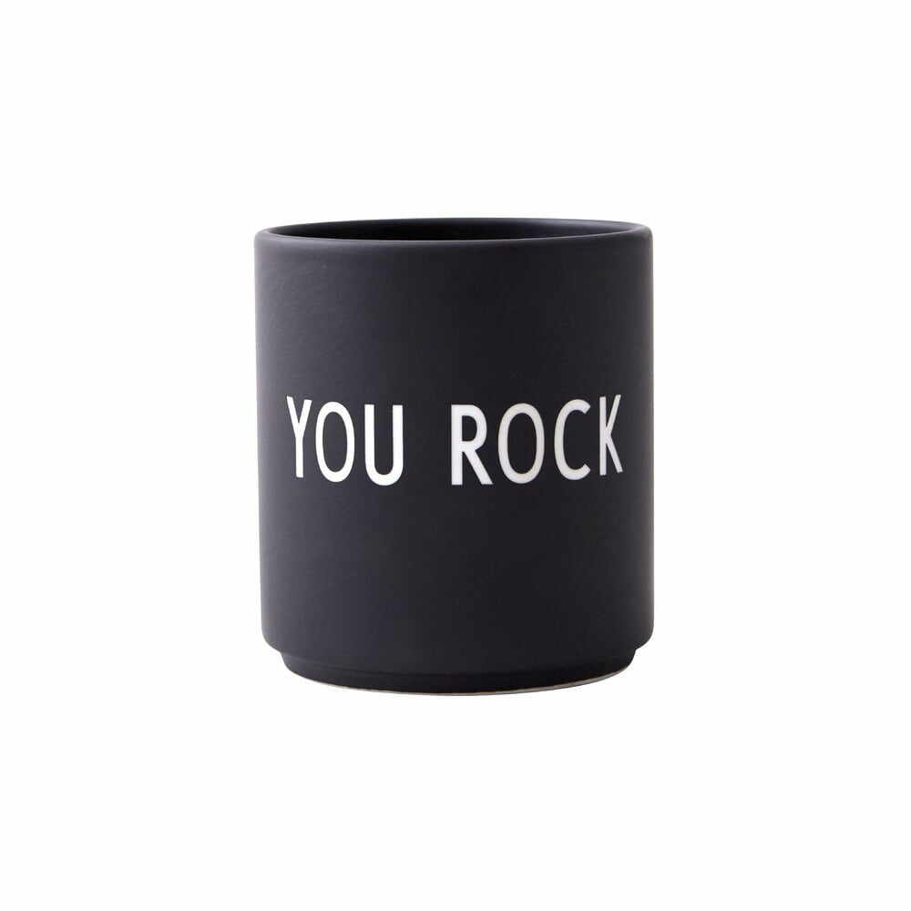 Cană din porțelan Design Letters Favourite You Rock, negru