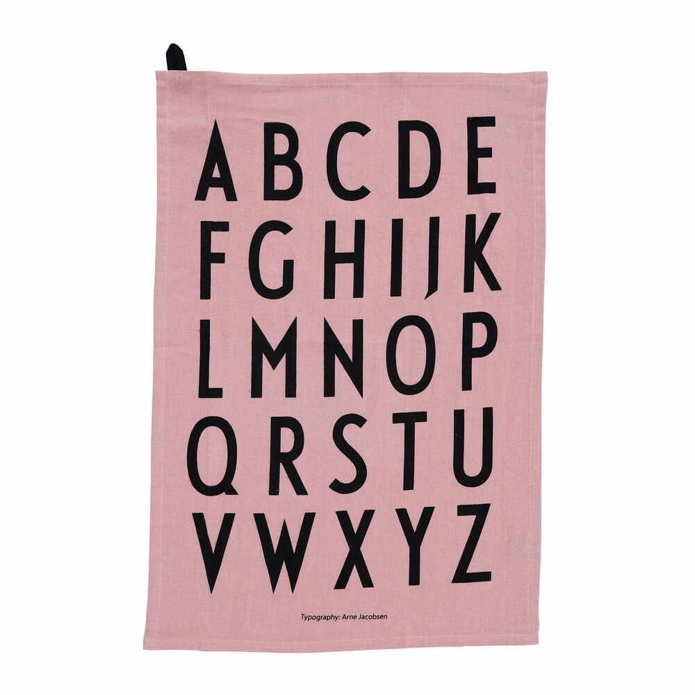 Prosop din bumbac Design Letters Alphabet, 40 x 60 cm, roz