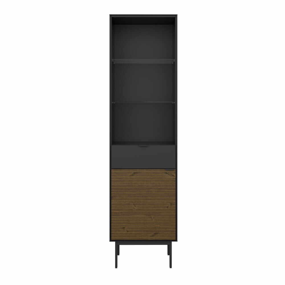 Bibliotecă neagră/maro cu aspect de lemn de pin 51x190 cm Soma - Tvilum