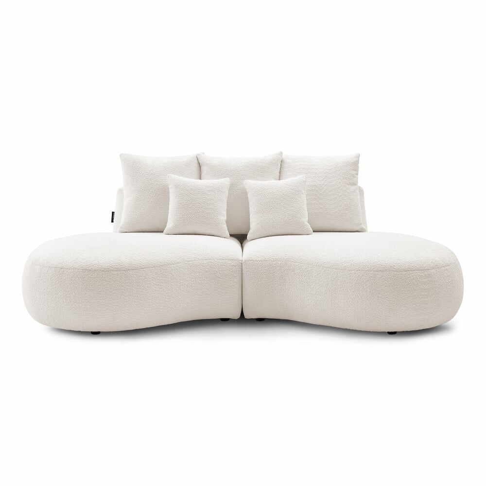 Canapea albă din stofă bouclé 260 cm Saint-Germain - Bobochic Paris