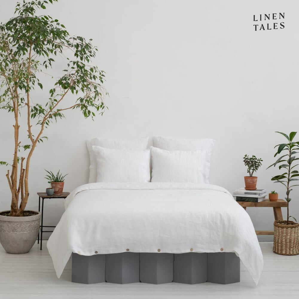 Lenjerie de pat albă din fibre de cânepă pentru pat dublu 200x200 cm – Linen Tales