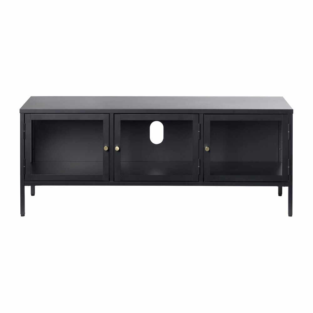 Masă TV neagră din metal 132x52 cm Carmel – Unique Furniture