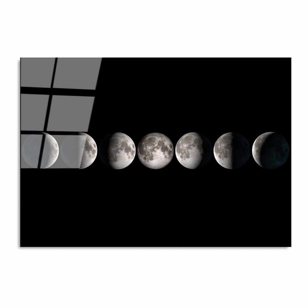 Tablou din sticlă 100x70 cm Moon Phases – Wallity