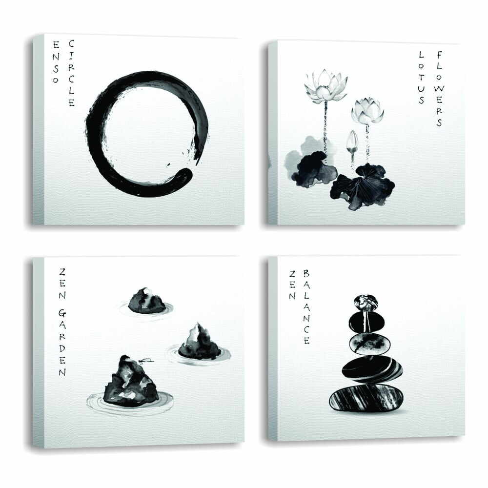 Tablouri 4 buc. 30x30 cm Japanese Zen – Wallity