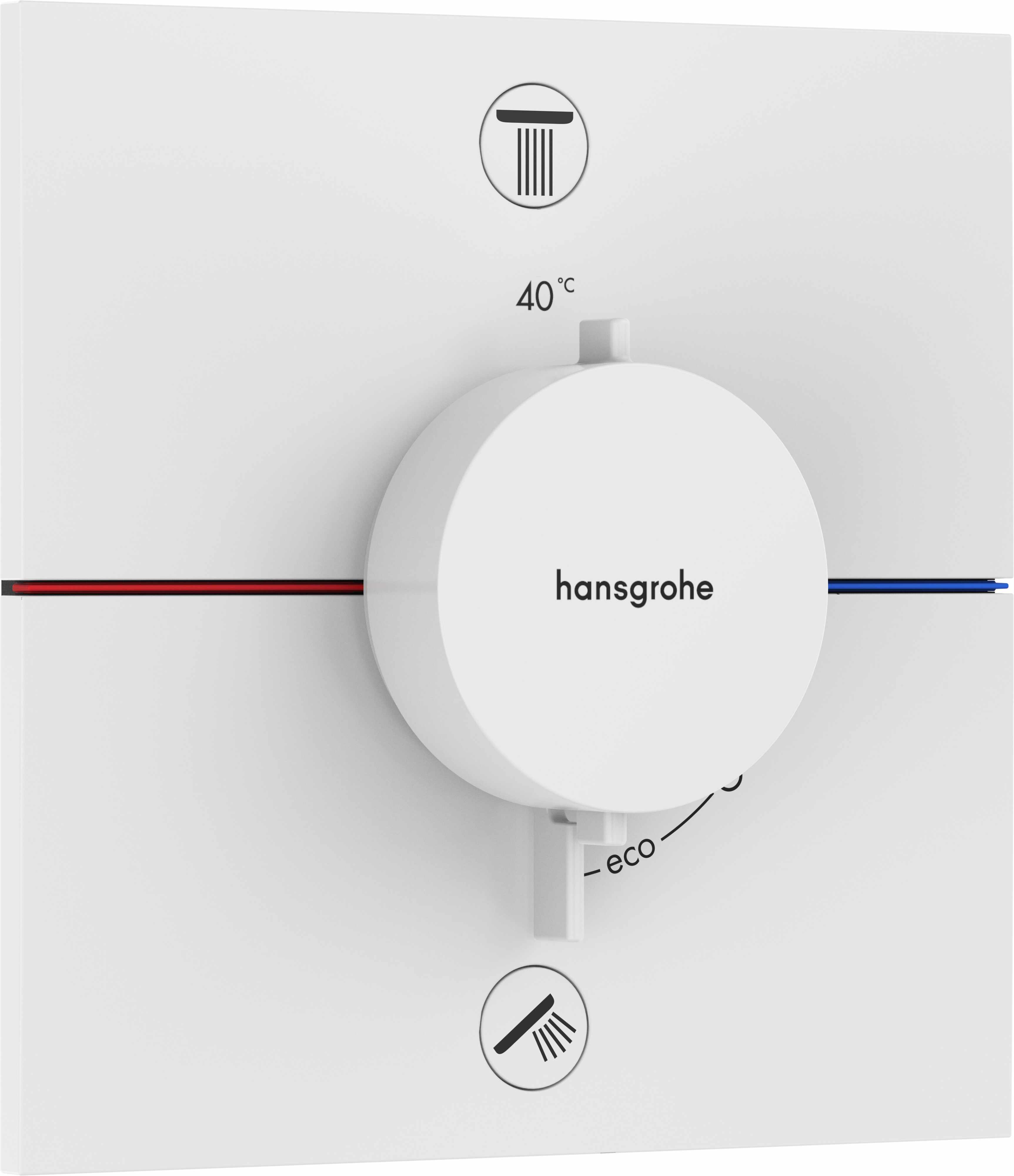 Baterie cada - dus termostatata Hansgrohe ShowerSelect Comfort E cu 2 functii montaj incastrat necesita corp ingropat alb mat