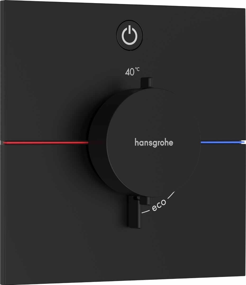 Baterie dus termostatata Hansgrohe ShowerSelect Comfort E On/Off cu montaj incastrat necesita corp ingropat negru mat