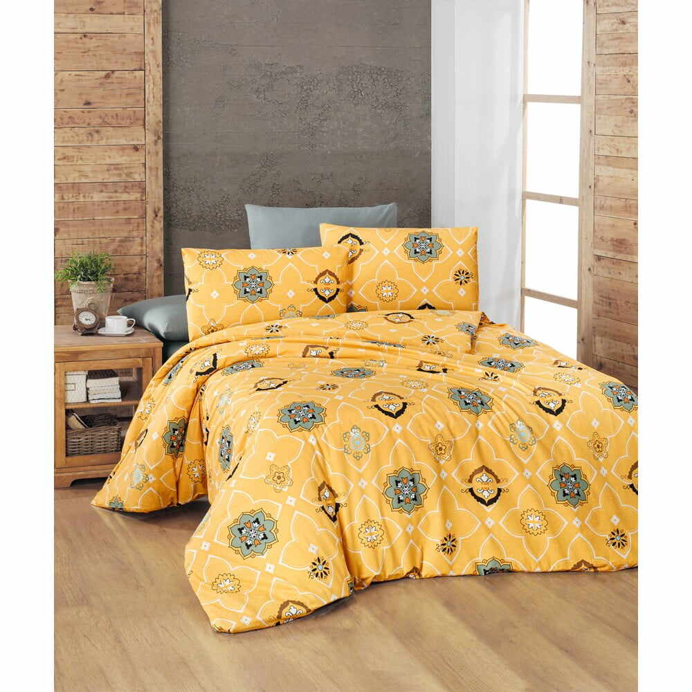 Lenjerie de pat galbenă din bumbac pentru pat dublu 200x200 cm Legend – Mijolnir
