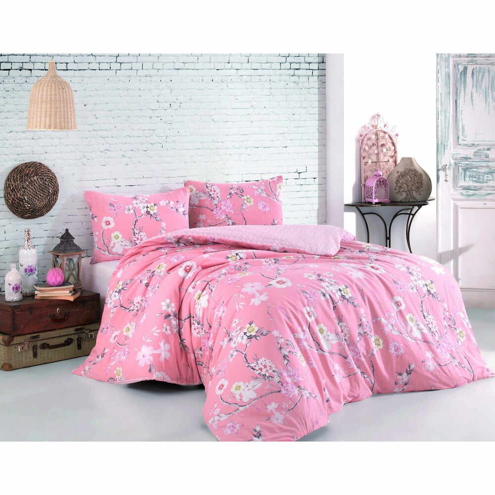 Lenjerie de pat roz din bumbac pentru pat dublu 200x200 cm Ardenya – Mijolnir