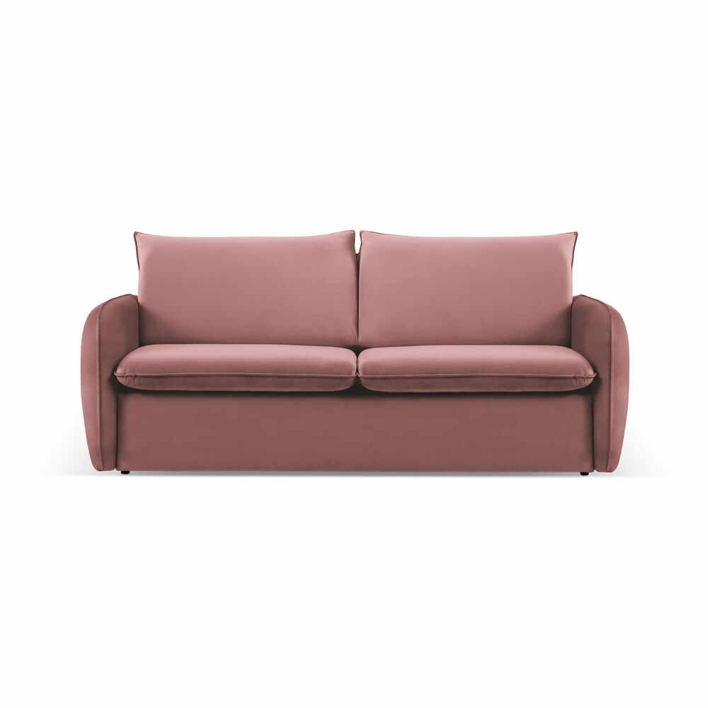 Canapea roz extensibilă cu tapițerie din catifea 214 cm Vienna – Cosmopolitan Design