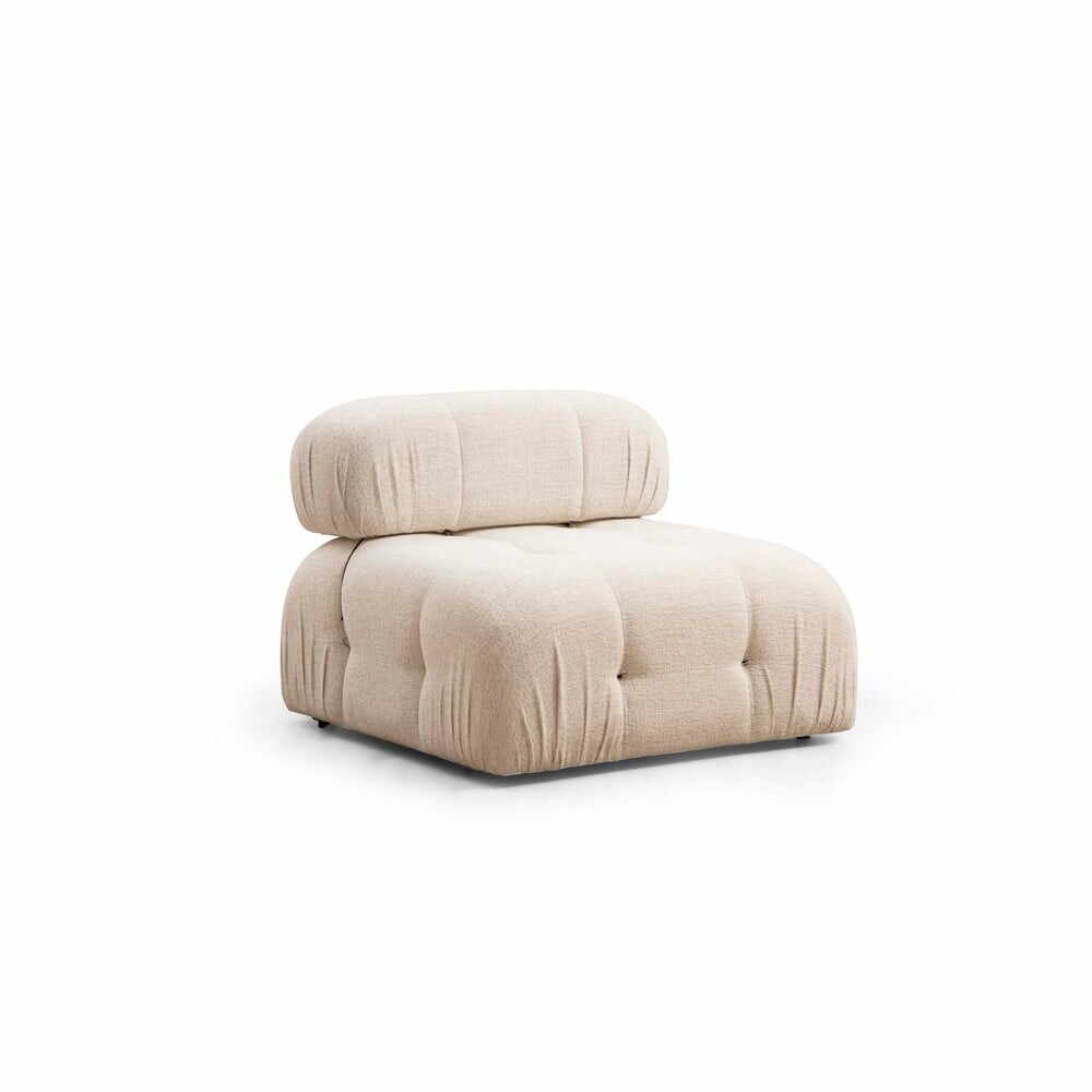 Modul pentru canapea crem cu tapițerie din stofă bouclé (de mijloc) Bubble – Balcab Home